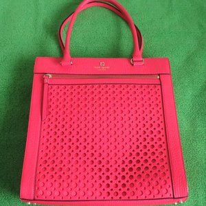 Kate Spade New York Cut-Out Accented Leather Tote - Red